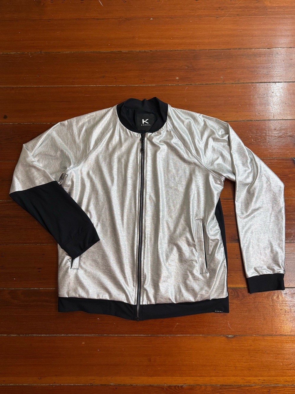 Koral Gilded Colorblock Metallic Sport Bomber Jacket Sz S 💛🍄